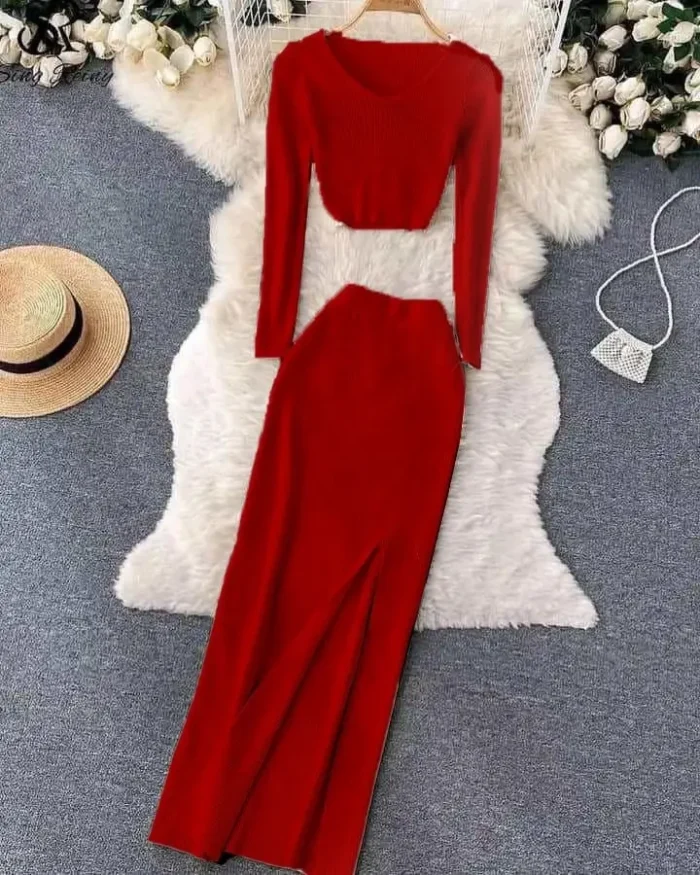 🌸 Elegant Ribbed Knit Skirt Set 🌸 - Image 6