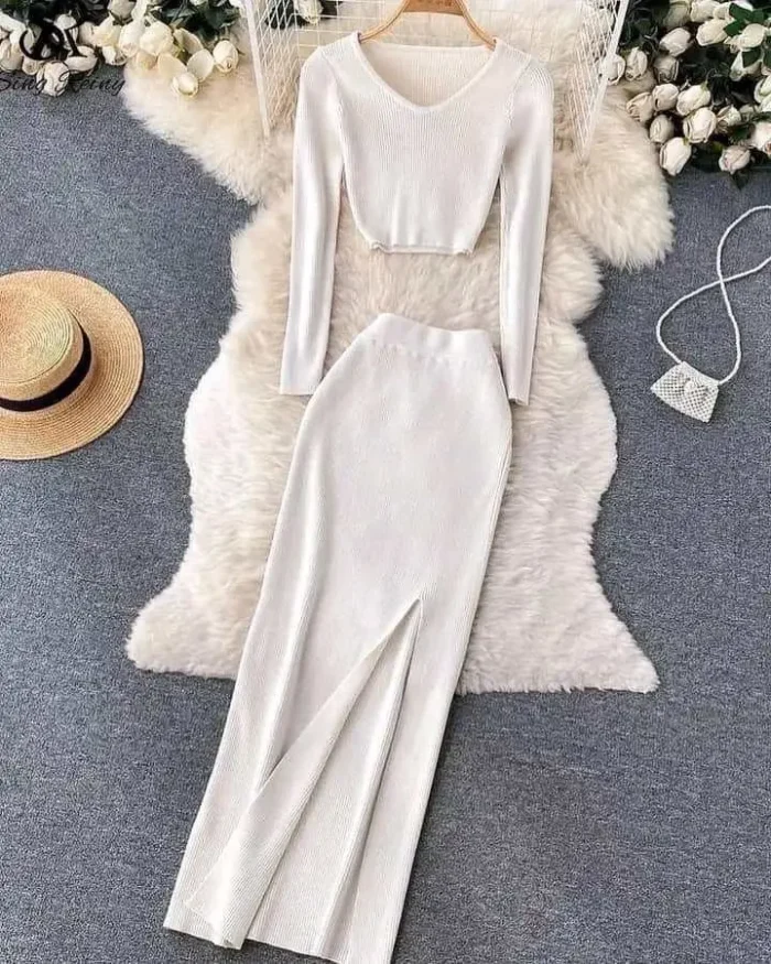 🌸 Elegant Ribbed Knit Skirt Set 🌸 - Image 2