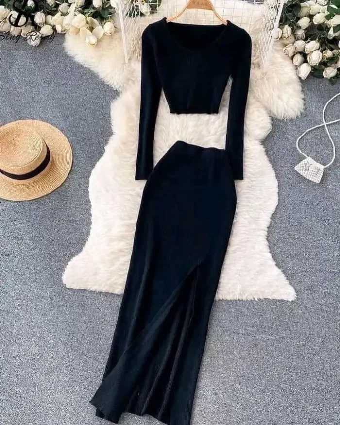 🌸 Elegant Ribbed Knit Skirt Set 🌸 - Image 3