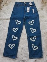 Women Teen Girl High Waist Loose Fit Straight Leg Jeans Denim