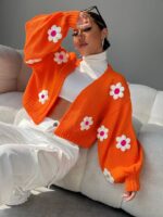 Women's Trendy Floral Knit Cardigan Sweater