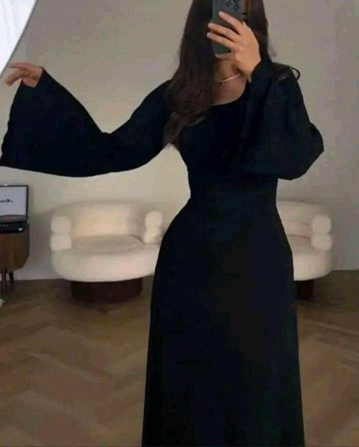 Crew Neck Long Dress Elegant Long Sleeve Ribbed Bodycon - Image 7