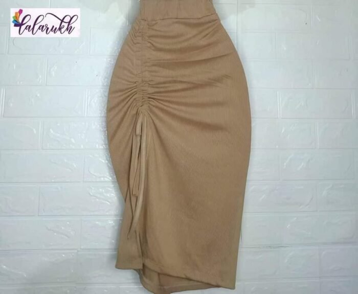 Ruched Drawstring Split Skirt - Image 8