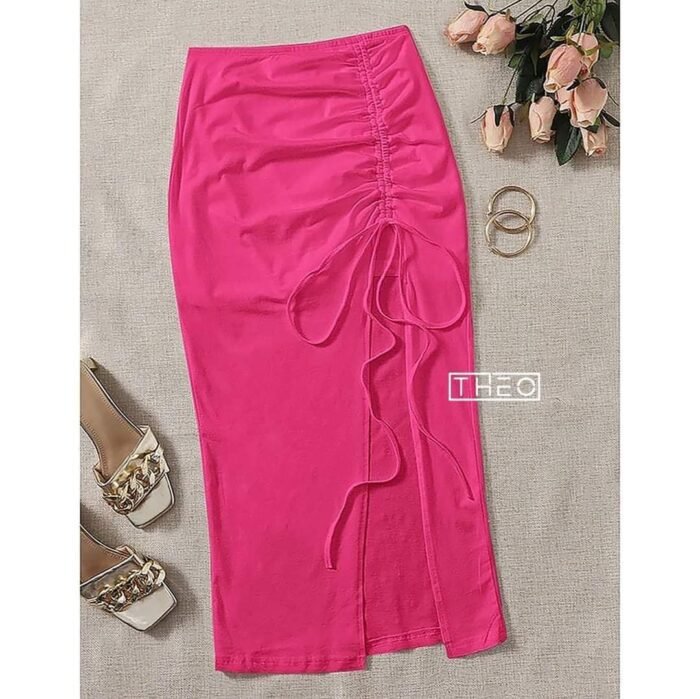 Ruched Drawstring Split Skirt - Image 5