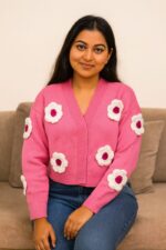 Women's Trendy Floral Knit Cardigan Sweater - Image 2