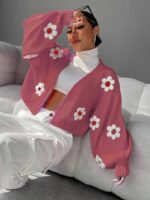 Women's Trendy Floral Knit Cardigan Sweater - Image 2