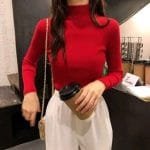 Half Turtleneck Sweater Korean Style Sweater Slim Bottoming Shirt Slim Long Sleeve Top