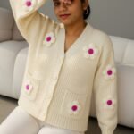 Women Sweater Handmade Flower Sweater Cardigan Women Jumper Knitting Coats Outerwear