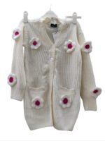 Women Sweater Handmade Flower Sweater Cardigan Women Jumper Knitting Coats Outerwear