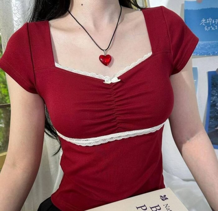 Women's Ribbed Lace-Trimmed Tops Collection - Image 5