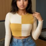 Color-Blocked Ribbed Crop Top