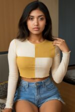 Color-Blocked Ribbed Crop Top