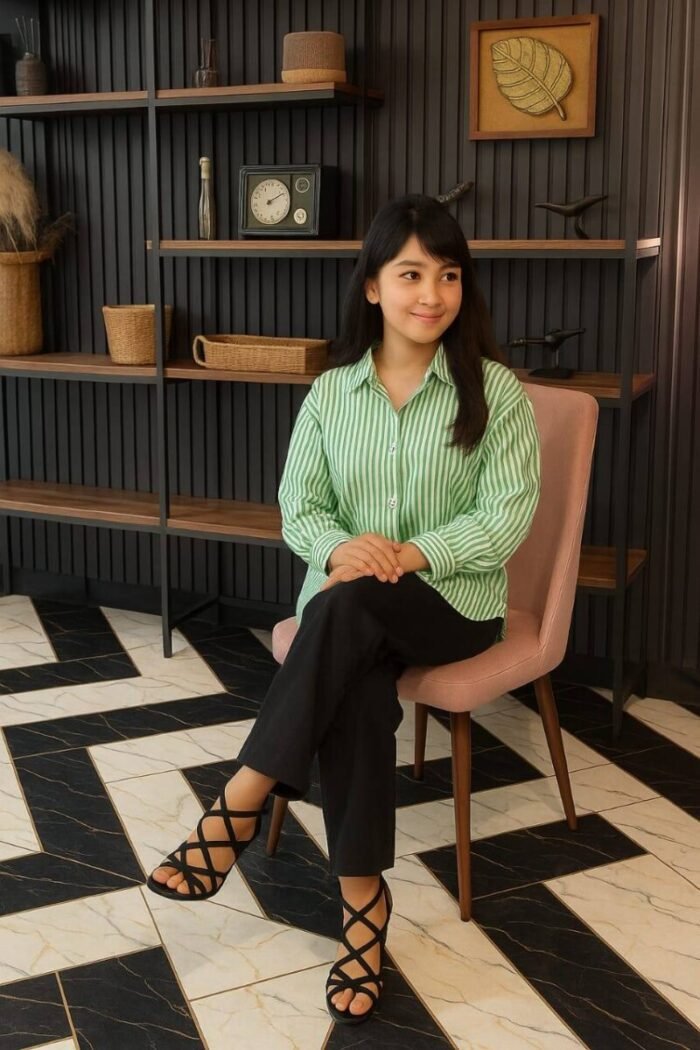 Soft Cotton Ladies Striped Shirt - Image 3