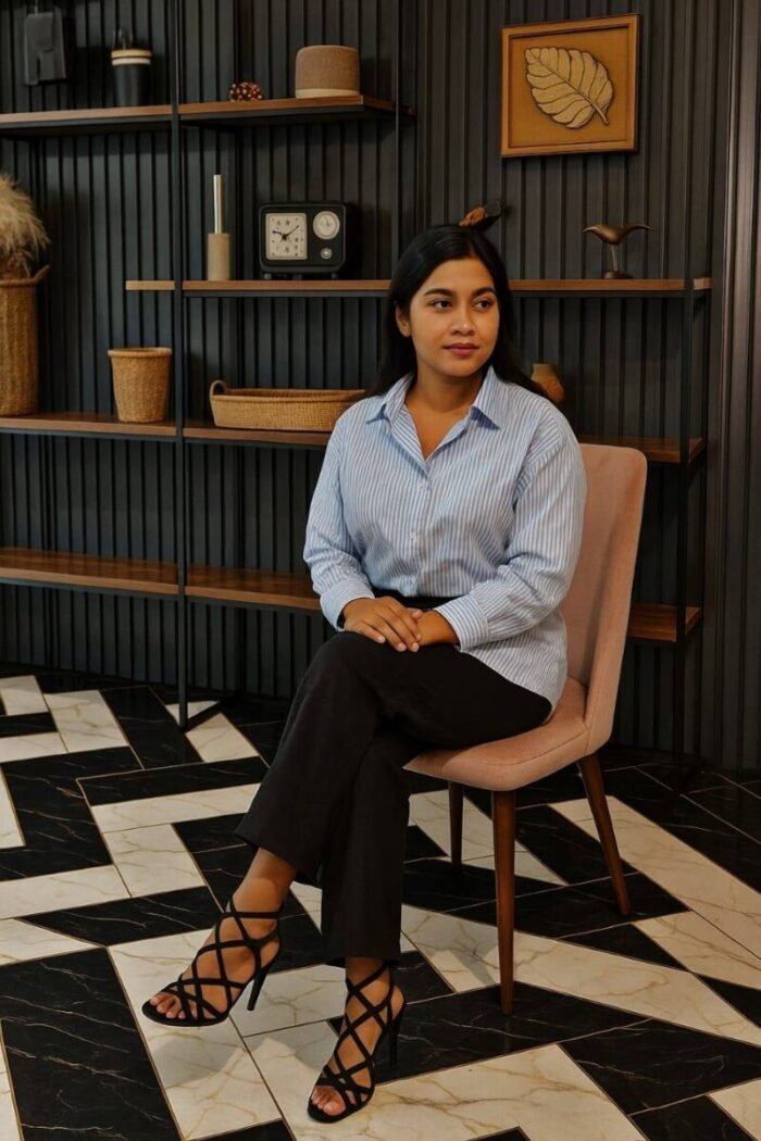 Soft Cotton Ladies Striped Shirt - Image 4