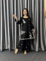 Two- piece Embroidered Cotton Kurti Set - Image 3