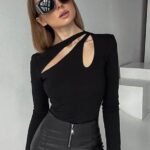 Asymmetric Cut-Out Long Sleeve Top