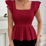 Mini Ribbed Peplum Frock Tops for Women – Stylish, Stretchy & Comfortable