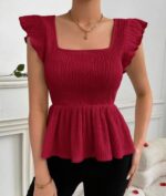 Mini Ribbed Peplum Frock Tops for Women – Stylish, Stretchy & Comfortable