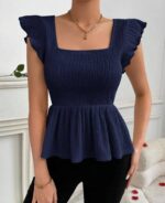Mini Ribbed Peplum Frock Tops for Women – Stylish, Stretchy & Comfortable - Image 2