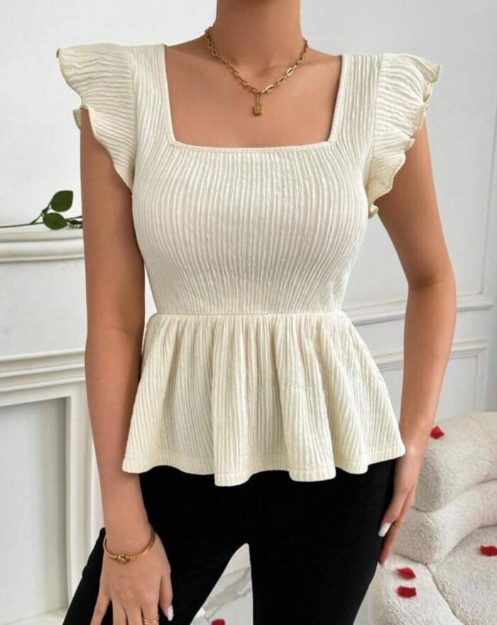 Mini Ribbed Peplum Frock Tops for Women – Stylish, Stretchy & Comfortable - Image 4