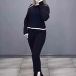 Women Spring Versatile Wide Leg Pants Long Sleeve Set Summer