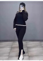 Women Spring Versatile Wide Leg Pants Long Sleeve Set Summer