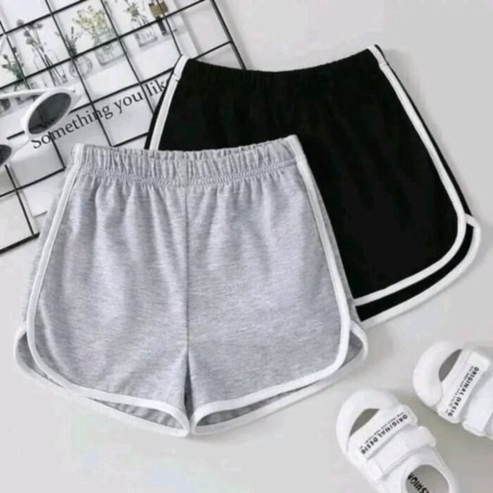 Sporty Soft Cotton Shorts – Black & Grey - Image 4