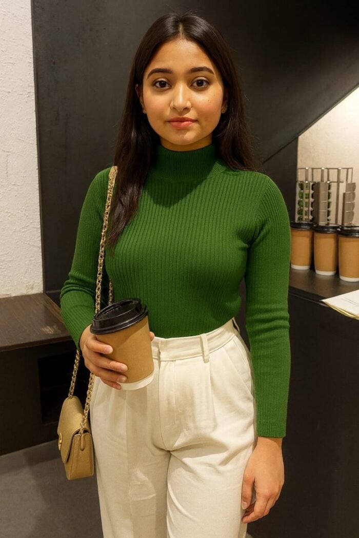 Half Turtleneck Sweater Korean Style Sweater Slim Bottoming Shirt Slim Long Sleeve Top - Image 6