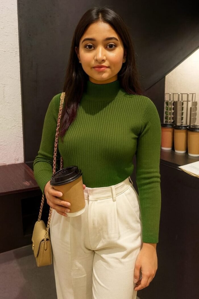 Half Turtleneck Sweater Korean Style Sweater Slim Bottoming Shirt Slim Long Sleeve Top - Image 5