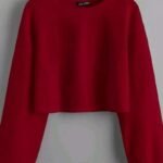 Solid Round Neck Drop Shoulder Crop Tee