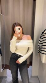 Elegant Ribbed Off-Shoulder Top - Image 4