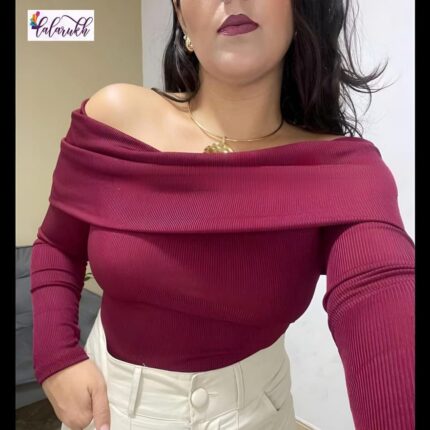 Elegant Ribbed Off-Shoulder Top
