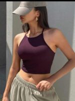 Neck rib crop top