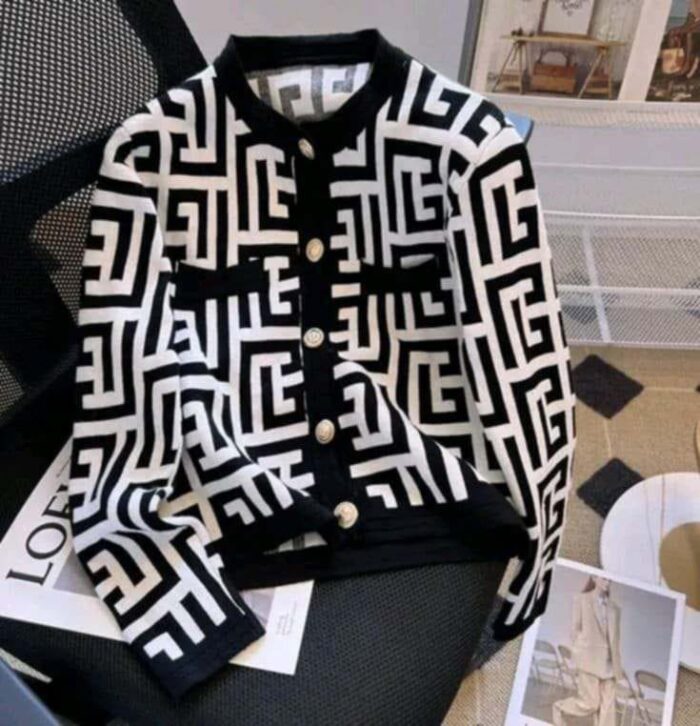 Black & White Pattern  Cardigan - Image 2