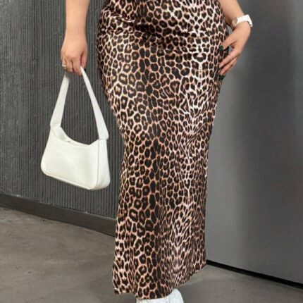 Leopard Rib Maxi Skirt