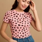 Pink Leopard Print Crop Top for Women