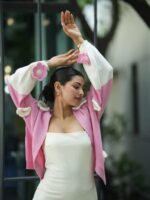 Soft Pink Floral Cardigan for Women - Image 2