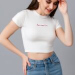 White Crop Top with 'Favourite' Embroidery