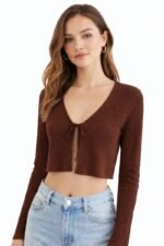 Front tie ribbed crop top - Image 4