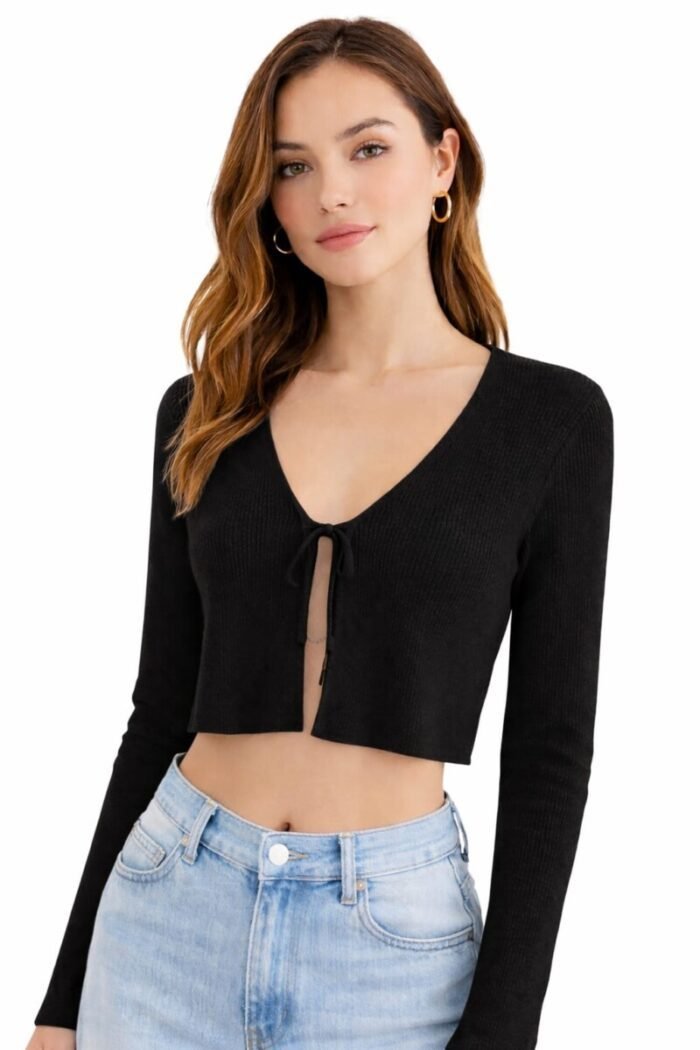 Front tie ribbed crop top - Image 5