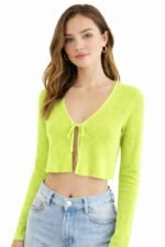 Front tie ribbed crop top