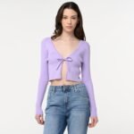 Front tie ribbed crop top - Image 7