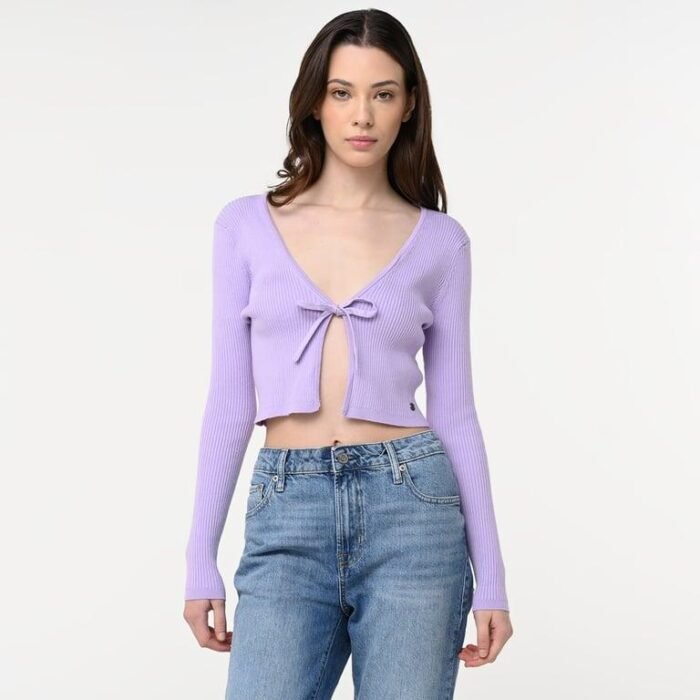 Front tie ribbed crop top - Image 7