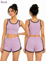 Women's Ribbed Crop Top & Dolphin Shorts Co-Ord Set