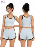 Women's Ribbed Crop Top & Dolphin Shorts Co-Ord Set - Image 2