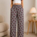 Premium Wide Leg Printed Palazzo Pant (Grey Floral Print)