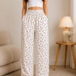 Premium Wide Leg Palazzo Pants - Ivory White Floral