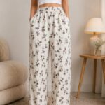 Premium Wide Leg Palazzo Pants - Ivory Beige Floral
