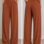Premium Wide Leg Palazzo Pants - Rust Brown