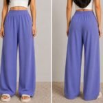Women's Premium Wide Leg Palazzo Pants - Periwinkle Blue